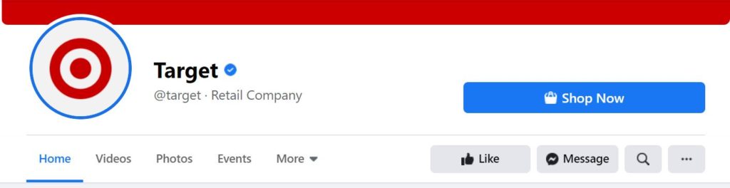 See how Target’s username shows up on its Facebook page. 